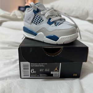 Jordan 4 Retro Kids' White and Navy Sneakers
